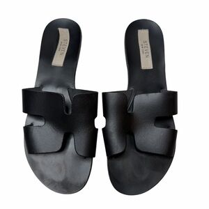 STEVEN By Steve Madden Black Cutout Slide Sandals Harlien Slide Sandal Size 8.5